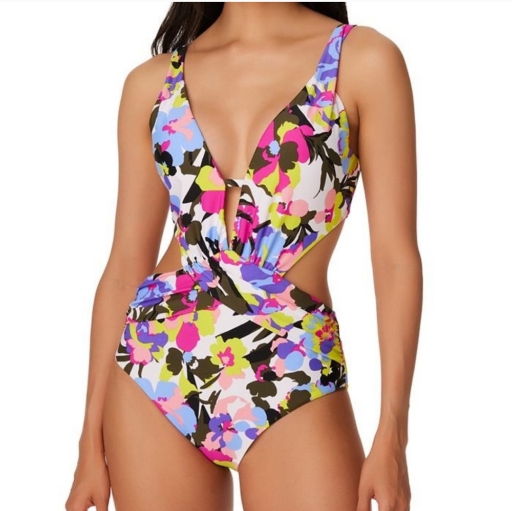Bar III Paradise Garden Monokini One-Piece Swimsuit L Large NWT